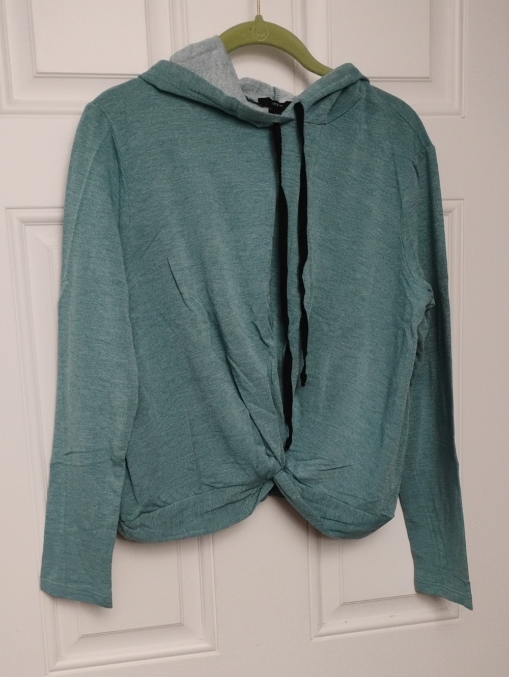 DREW Teal Twist-Front Hooded Sweatshirt